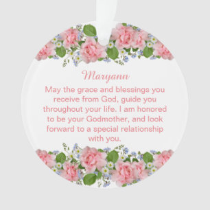 Rosa Blume Personalisierte Godtochter Taufe Ornament