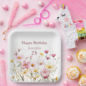 Rosa Blume Personalisierte Papierplatte Pappteller (Party)