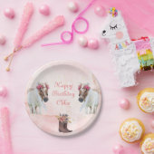 Rosa Blume Pferd Geburtstagspapier-Teller Pappteller (Party)