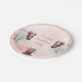 Rosa Blume Pferd Geburtstagspapier-Teller Pappteller (Schrägansicht)