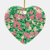 Rosa Blume, pfirsichfarbener Hintergrund Keramik Ornament (Hinten)