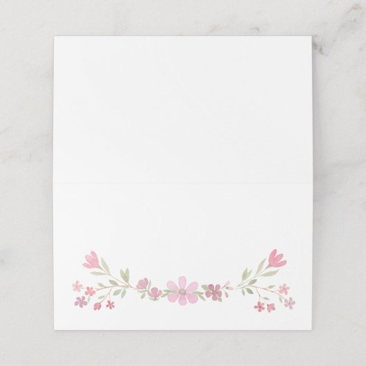 Rosa Blume Platzkarte (Außenseite Aufgefaltet)