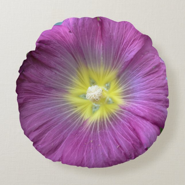 Rosa Blume Polster-Rundkissen Rundes Kissen (Vorderseite)