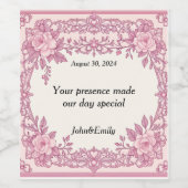 Rosa Blume Polterabend Weinetikett (Einzelnes Label)