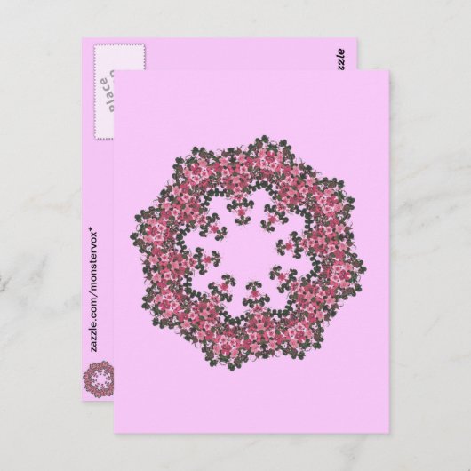 Rosa Blume Postkarte (Vorne/Hinten)