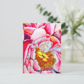 Rosa Blume Postkarte (Stehend Vorderseite)