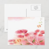 Rosa Blume Postkarte (Vorne/Hinten)