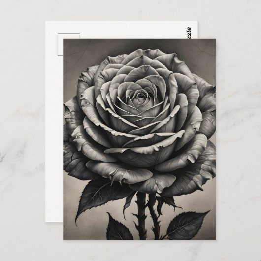 Rosa Blume Postkarte (Vorne/Hinten)