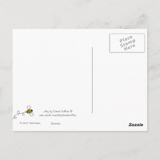 Rosa Blume Postkarte (Rückseite)