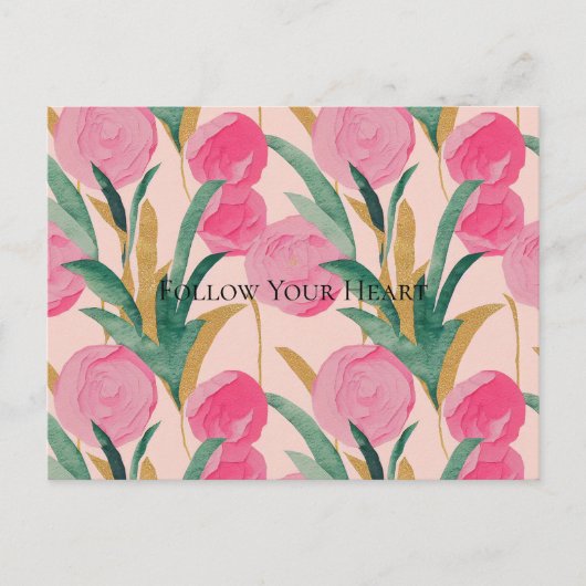 Rosa Blume Postkarte (Vorderseite)