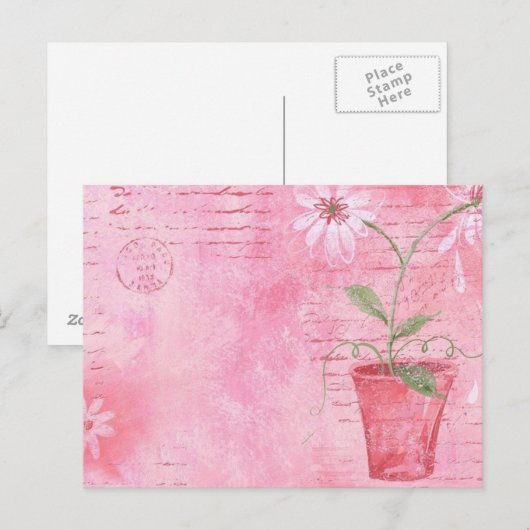 Rosa, Blume Postkarte (Vorne/Hinten)