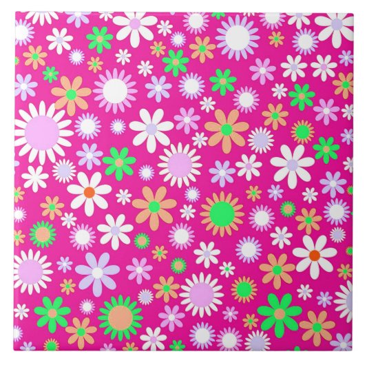 Rosa Blume Power Fliese (Vorderseite)