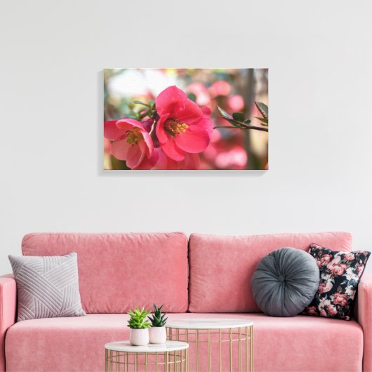 Rosa Blume Premium Leinwand (Insitu (Wohnzimmer))