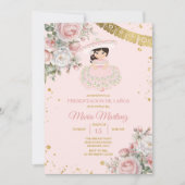 Rosa Blume Presentación De Tres Años Niedlich Girl Einladung (Vorderseite)