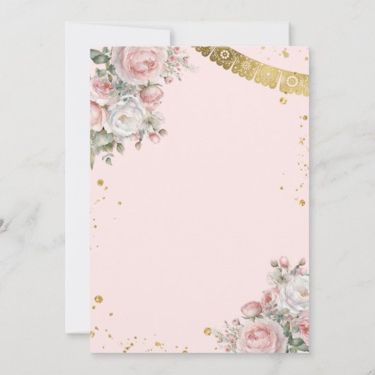 Rosa Blume Presentación De Tres Años Niedlich Girl Einladung (Rückseite)