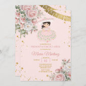 Rosa Blume Presentación De Tres Años Niedlich Girl Einladung (Vorne/Hinten)