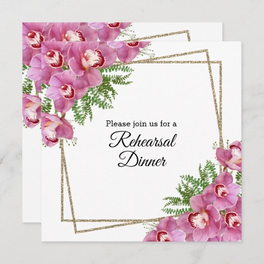 Rosa Blume - Probe Abendessen Einladung (Vorne/Hinten)
