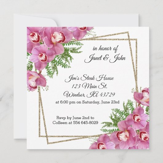 Rosa Blume - Probe Abendessen Einladung (Rückseite)