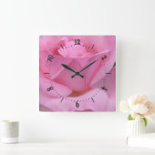 Rosa Blume quadratische Wanduhr (Zuhause)