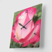 Rosa Blume quadratische Wanduhr (Winkel)