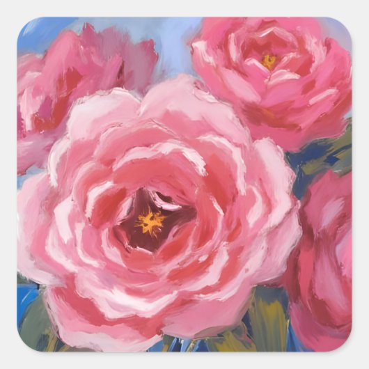Rosa Blume Quadratischer Aufkleber (Vorderseite)