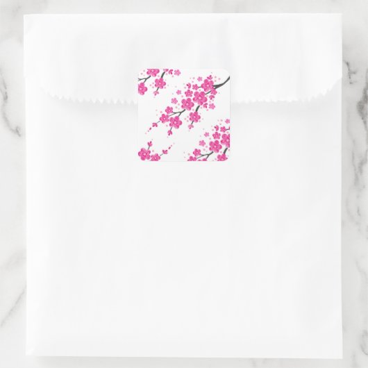 Rosa Blume Quadratischer Aufkleber (Tasche)