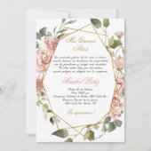 Rosa Blume Quinceanera Einladung (Vorderseite)