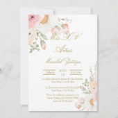 Rosa Blume Quinceanera Einladung (Vorderseite)