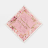 Rosa Blume Quinceañera Serviette (Ecke)