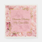 Rosa Blume Quinceañera Serviette (Vorderseite)
