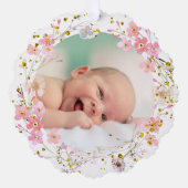 Rosa Blume Rahmen Taufe danke Ornament Karte (Vorderseite)