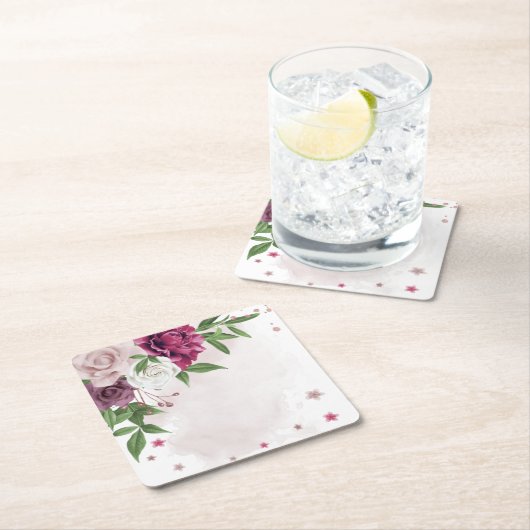 Rosa Blume Rechteckiger Pappuntersetzer (Vor Ort)