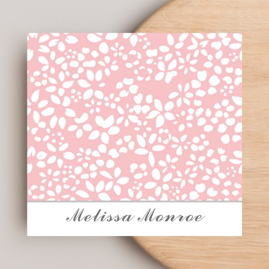 Rosa Blume reinigen Weibliche Niedliche Schrift Quadratische Visitenkarte