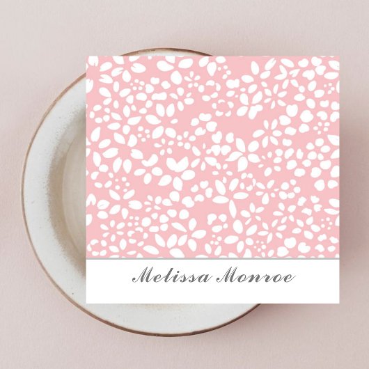 Rosa Blume reinigen Weibliche Niedliche Schrift Quadratische Visitenkarte