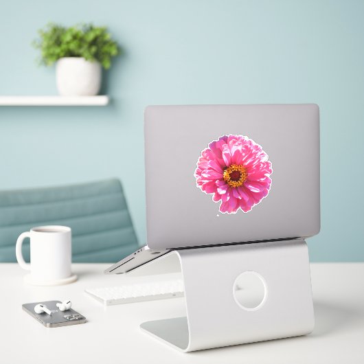 Rosa Blume Retrosa Blütenpinsel Pink Daisy Sonnenb Aufkleber (Laptop auf Schreibtisch)