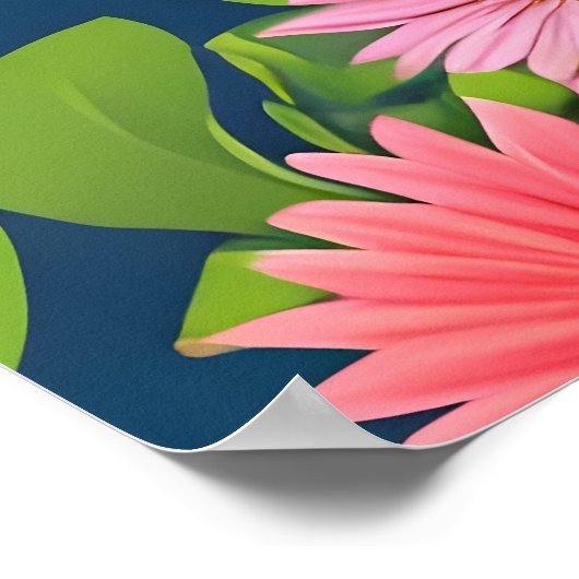 Rosa Blume, Retrostil Poster (Ecke)