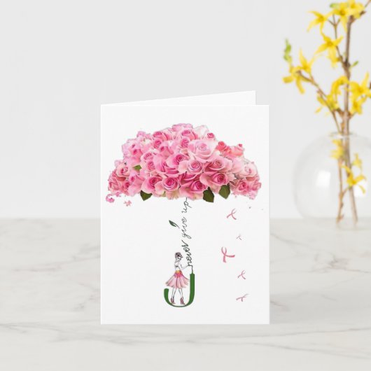 Rosa Blume Ribbon Brustkrebs Sensibilisierungskamp Karte (Gelbe Blume)