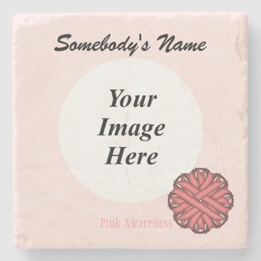 Rosa Blume Ribbon von Kenneth Yoncich Steinuntersetzer (Vorderseite)