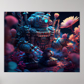 Rosa Blume Robot Poster (Vorne)