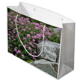 Rosa Blume Rock Garden Große Geschenktüte (Rückseite Schrägansicht)