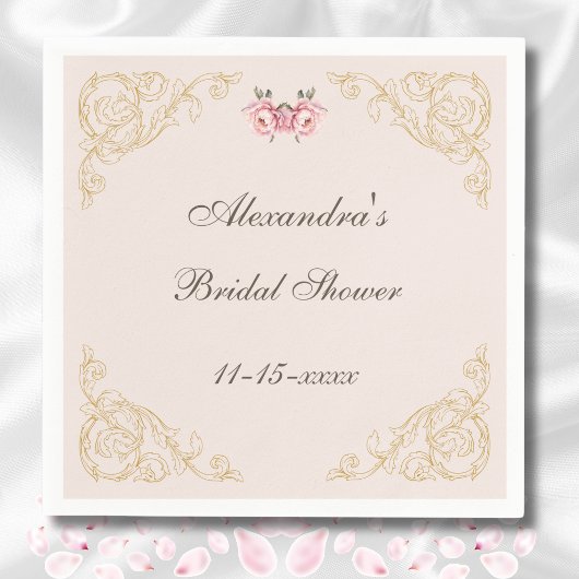 Rosa Blume Rokoko Vintag Peony Brautparty Serviette