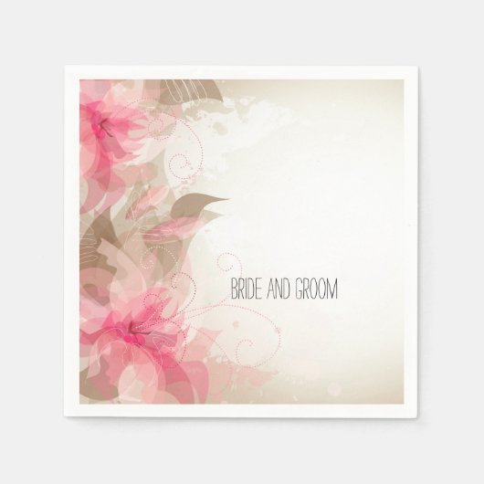 Rosa Blume Romantische Hochzeit Serviette (Vorderseite)