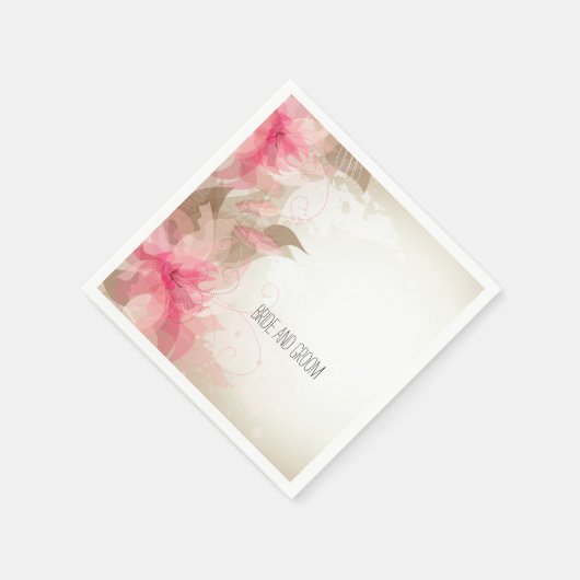 Rosa Blume Romantische Hochzeit Serviette (Ecke)