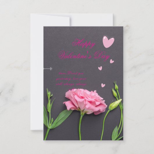 Rosa Blume - Romantische Valentinerkarte Dankeskarte (Vorderseite)