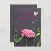 Rosa Blume - Romantische Valentinerkarte Dankeskarte (Vorne/Hinten)