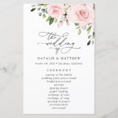 Rosa Blume, rosa Blume, Boho, Hochzeitsprogramm (Vorderseite)