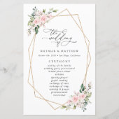 Rosa Blume, rosa Blume, Boho, Hochzeitsprogramm (Vorderseite)