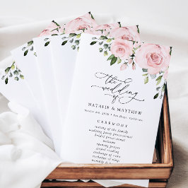 Rosa Blume, rosa Blume, Boho, Hochzeitsprogramm