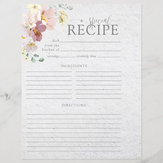 Rosa Blume Rosa Brautparty Rezept Seite (Rückseite)