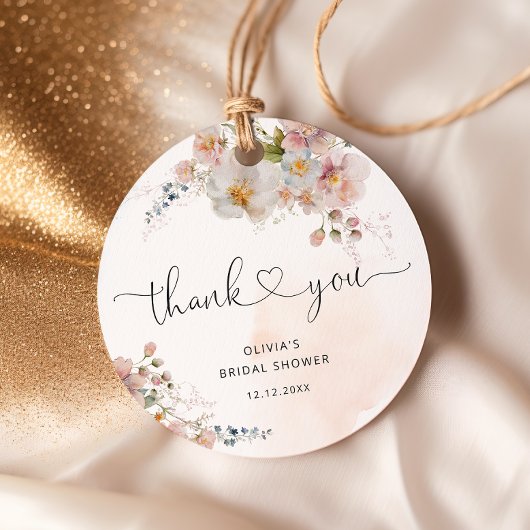 Rosa Blume Rosa Elegantes Brautparty Vielen Dank Geschenkanhänger